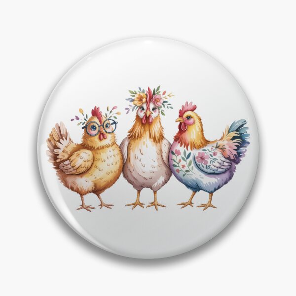 Item preview, Whimsical Floral Chicken Trio Art - Cute Barnyard Hens with Glasses and Flower Crown Design designed and sold by Picasfarmer.