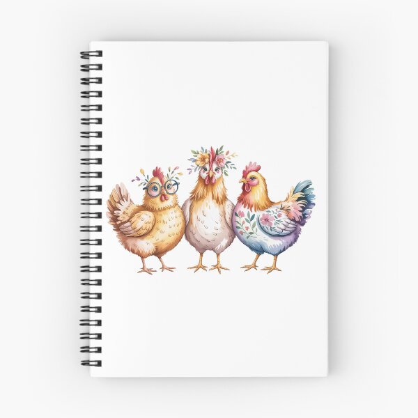 Item preview, Whimsical Floral Chicken Trio Art - Cute Barnyard Hens with Glasses and Flower Crown Design designed and sold by Picasfarmer.