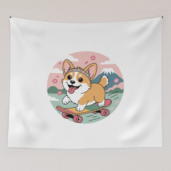 Item preview, Headband Chubby Corgi Skateboarding designed and sold by Peter Stawicki.