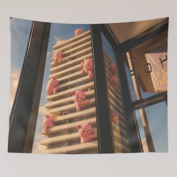 Item preview, Pink cats are besieging the Burghof high-rise in Lörrach designed and sold by Mauswohn.