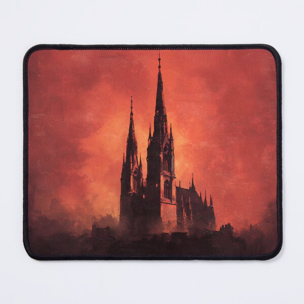 Item preview, Gothic Cathedral at Burning Sunset Dark Fantasy Landscape Art designed and sold by cr6zym1nd.