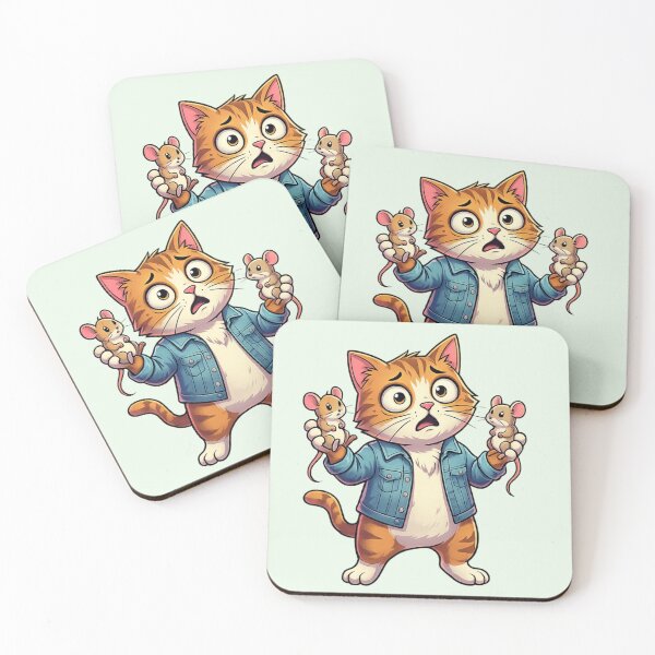 Item preview, Funny Shocked Cat Holding Mice Cartoon  designed and sold by arifali786.