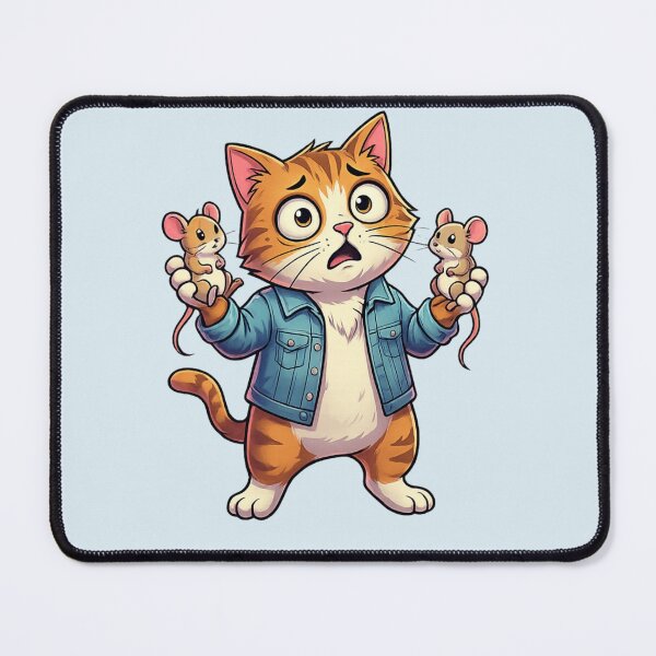 Item preview, Funny Shocked Cat Holding Mice Cartoon designed and sold by arifali786.