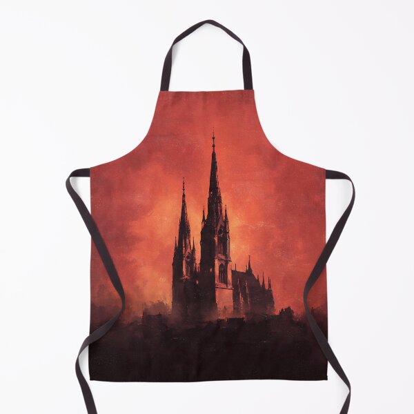 Item preview, Gothic Cathedral at Burning Sunset Dark Fantasy Landscape Art designed and sold by cr6zym1nd.