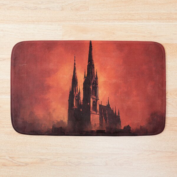 Item preview, Gothic Cathedral at Burning Sunset Dark Fantasy Landscape Art designed and sold by cr6zym1nd.