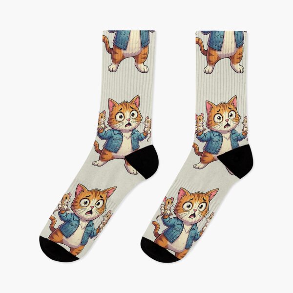 Item preview, Funny Shocked Cat Holding Mice Cartoon  designed and sold by arifali786.