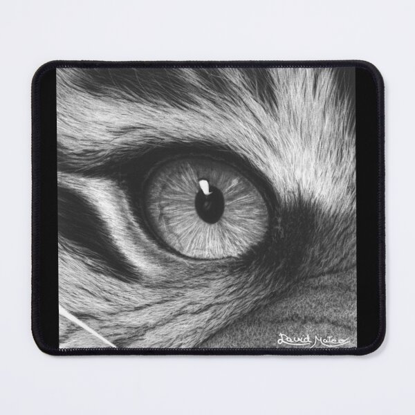 Item preview, Tiger Eye — Hyperrealistic Charcoal Close-Up in Black and White designed and sold by David Mateo ArtWorks.