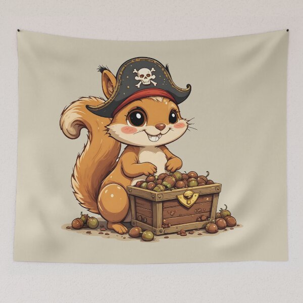 Item preview, Pirate Squirrel with Acorn Treasure - Funny Cute Kids' Animal Cartoon designed and sold by Amplify-n-Co.
