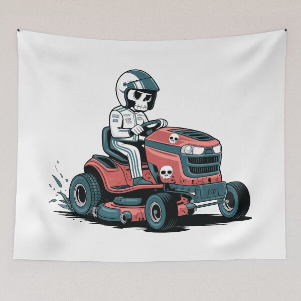 Item preview, Lawnmower Racing - Skeleton Illustration 2 - Lawn Mower Racing designed and sold by RaceDayRags.