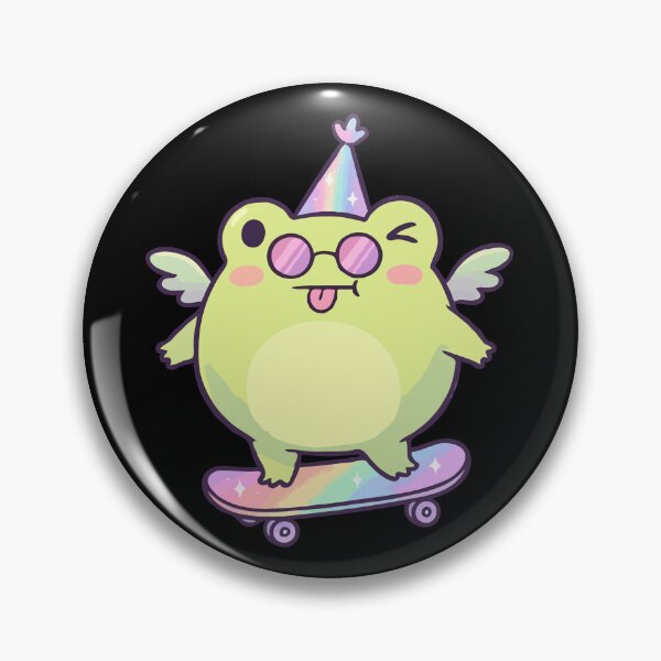 Item preview, Iridescent Skater Frog with Rainbow Party Hat designed and sold by Emegan Print Art.