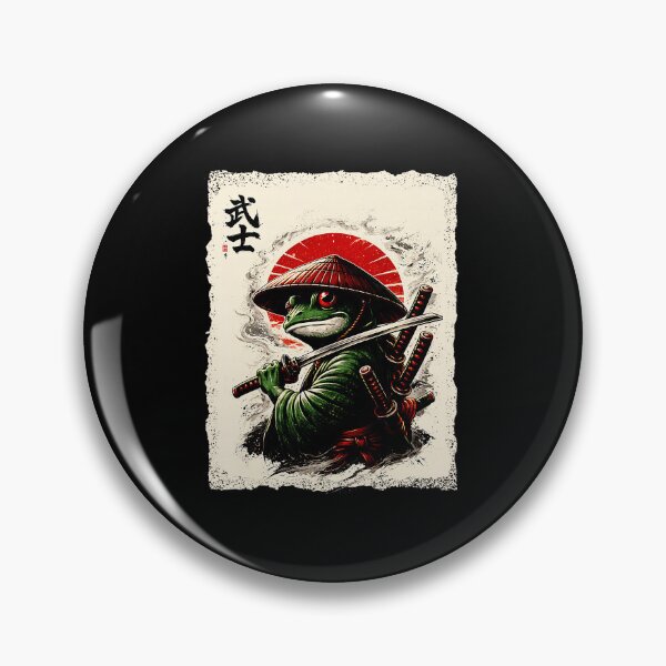 Item preview, Samurai Frog Warrior With Katana In Vintage Japanese Ink Style designed and sold by titanlevi.