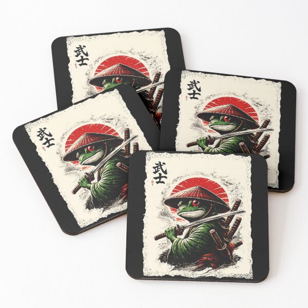 Item preview, Samurai Frog Warrior With Katana In Vintage Japanese Ink Style designed and sold by titanlevi.