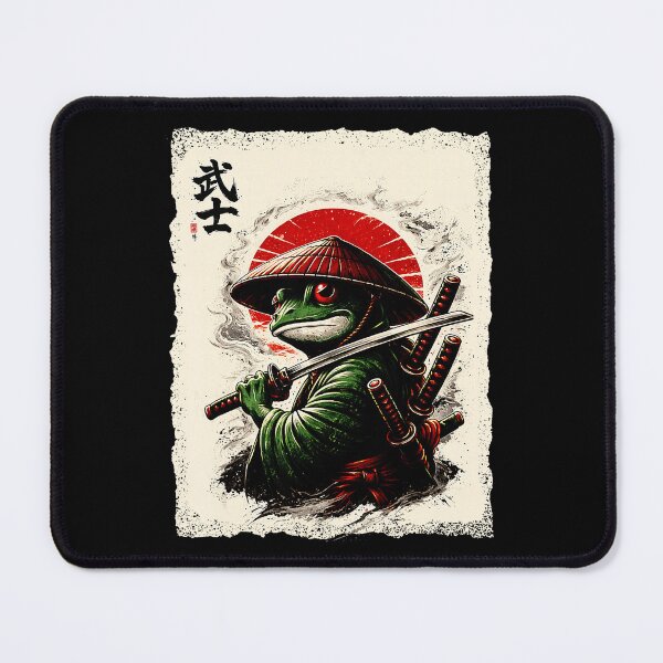 Item preview, Samurai Frog Warrior With Katana In Vintage Japanese Ink Style designed and sold by titanlevi.