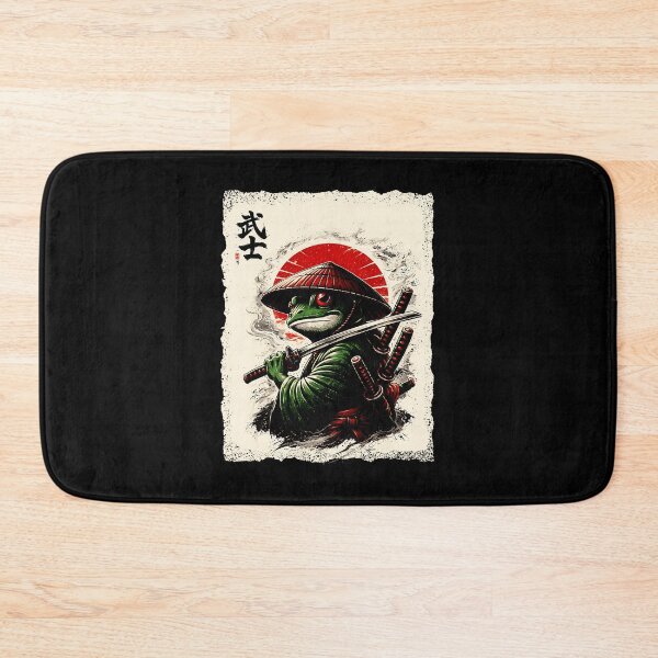 Item preview, Samurai Frog Warrior With Katana In Vintage Japanese Ink Style designed and sold by titanlevi.