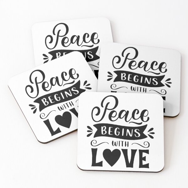 Item preview, Peace Begins With Love Inspirational Typography Design designed and sold by A Little Unhinged.