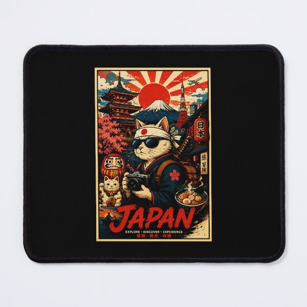 Item preview, Retro Japan Travel Cat Poster With Vintage Neon Adventure designed and sold by eliramaison.
