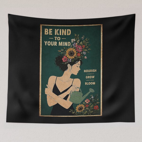 Item preview, Be Kind To Your Mind Vintage Floral Self Care designed and sold by ferminhays.