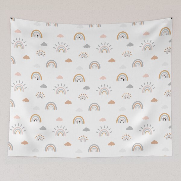Item preview, Boho Rainbow Clouds Seamless Pattern designed and sold by CosmoPixelArts.