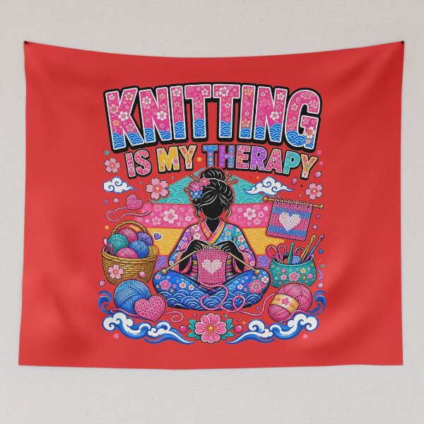 Item preview, Knitting is my Therapy designed and sold by CoolCrazyQuirky.