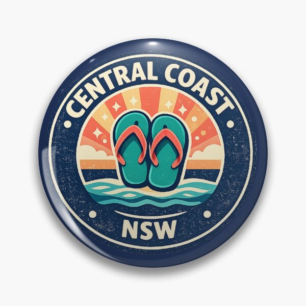 Item preview, Central Coast NSW – Retro Thongs | Aussie Beach Art | Coastal Sticker Design |  designed and sold by TheWombatShed.