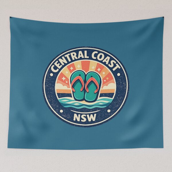 Item preview, Central Coast NSW – Retro Thongs | Aussie Beach Art | Coastal Sticker Design |  designed and sold by TheWombatShed.