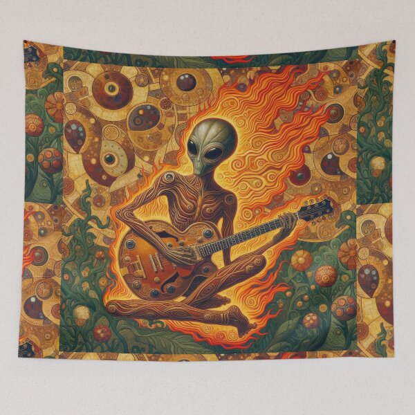 Item preview, Alien Guitar grooving in the flames designed and sold by 40degreesSouth.