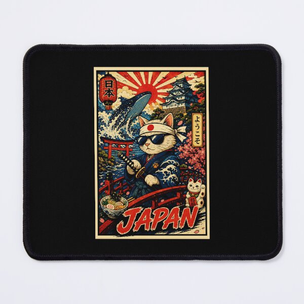 Item preview, Retro Japan Cat Samurai Poster With Vintage Travel Style designed and sold by eliramaison.
