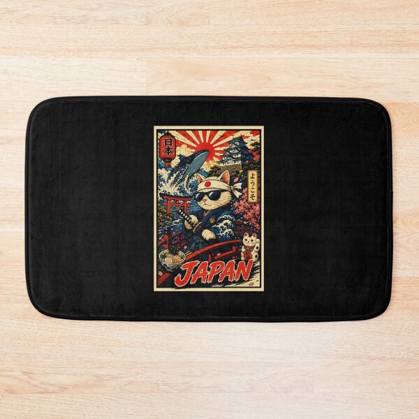 Item preview, Retro Japan Cat Samurai Poster With Vintage Travel Style designed and sold by eliramaison.