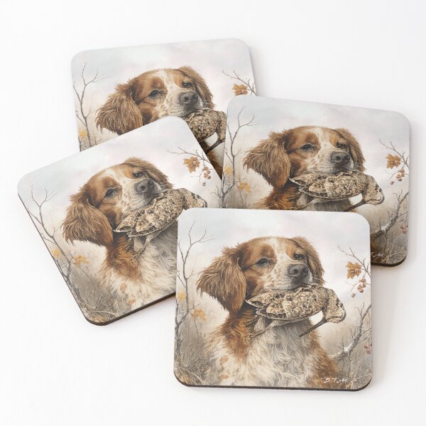 Item preview, Brittany Spaniel & Woodcock Hunt – Vintage Hunting Dog Art designed and sold by TammyHunterArt.