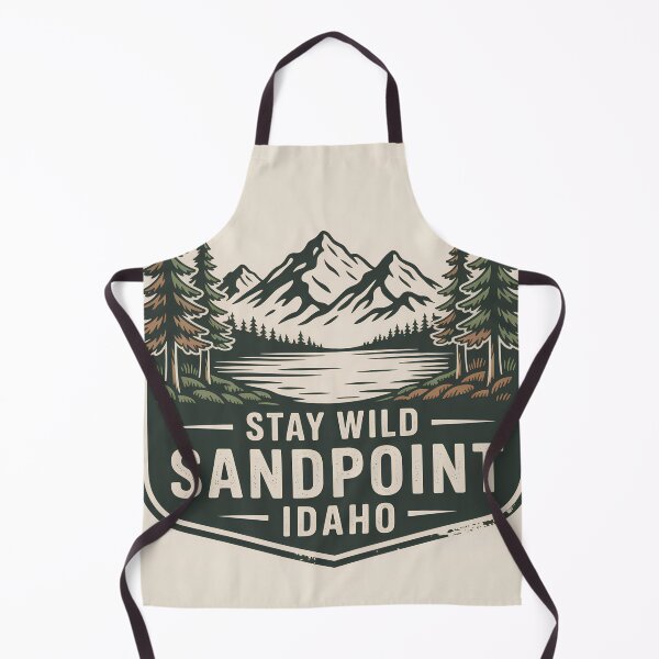 Aperçu de l'œuvre Restez sauvage à Sandpoint, Idaho – Modèle de badge vintage pour activités de plein air en montagne. créée et vendue par ArcticFoxStudio.
