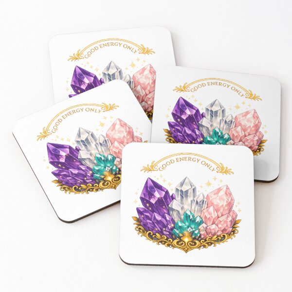 Item preview, Good Energy Only Crystal Cluster Amethyst Rose Quartz Vintage Mystical Sticker designed and sold by VaultVibes.