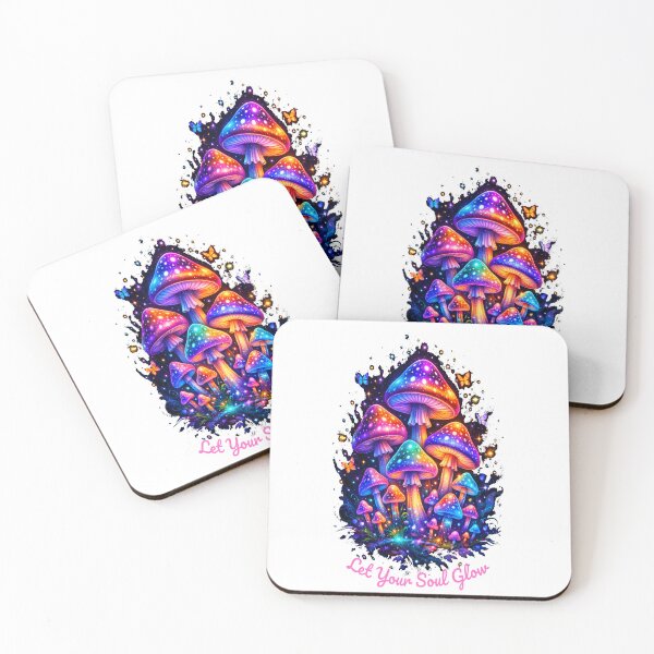 Item preview, Psychedelic Glowing Mushrooms | Neon Magic  Fungi Colorful Fantasy Fairycore Night Art designed and sold by VaultVibes.