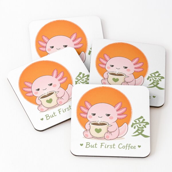 Item preview, Zen Coffee Axolotl – Kawaii Axolotl But First Coffee Japanese Love Art Gift designed and sold by QARVI.