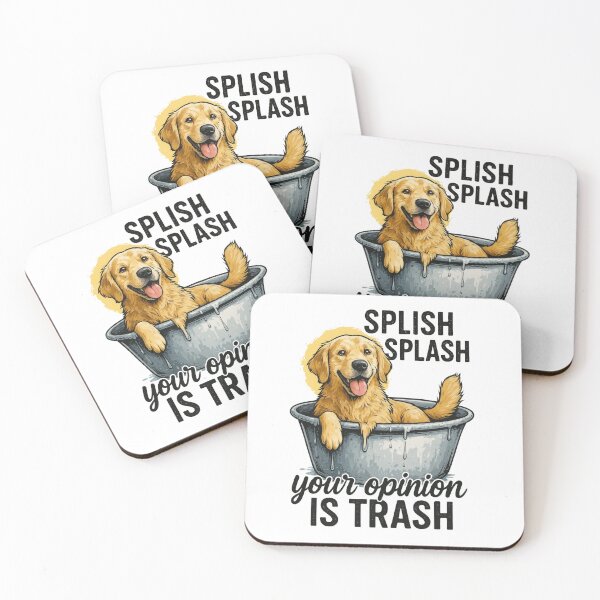 Item preview, Splish Splash Your Opinion Is Trash Funny Golden Retriever Dog designed and sold by LunaPixelStudio.
