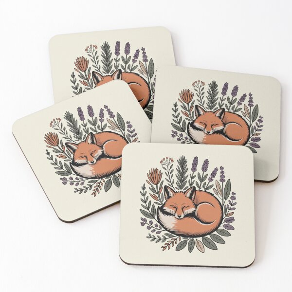 Item preview, Sleeping Fox in Herbs Lavender Botanical Art designed and sold by AlexandraSand.