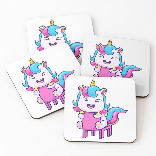 Item preview, Cute Happy Unicorn Sitting on Pink Chair Cartoon designed and sold by Andreaster.