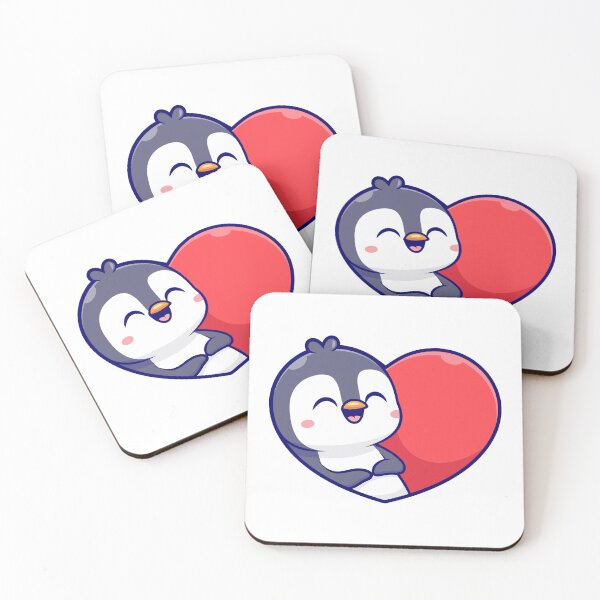 Item preview, Cute Happy Penguin Hugging Big Red Heart designed and sold by Andreaster.