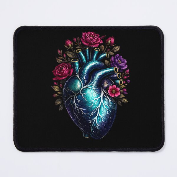 Item preview, Blue Floral Anatomical Heart designed and sold by BY LI.