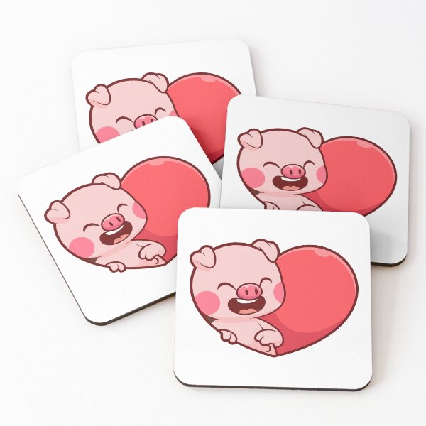 Item preview, Cute Happy Pink Piglet Peeking from Red Heart designed and sold by Andreaster.
