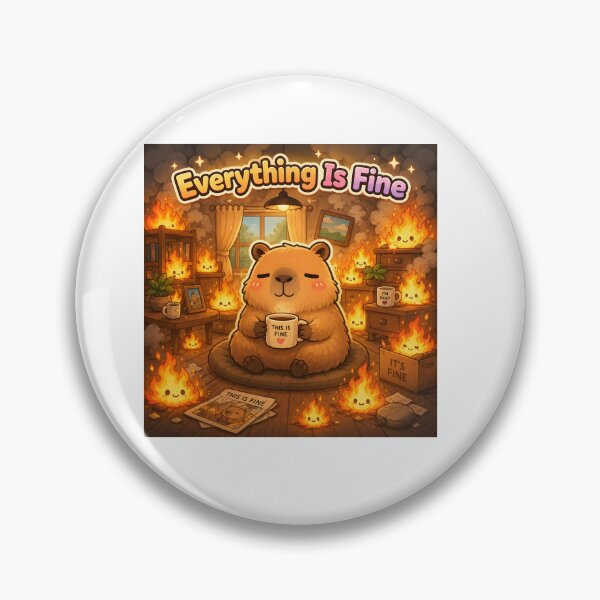 Item preview, Cute Capybara Everything Is Fine Coffee Meme Illustration designed and sold by veralchhaya.