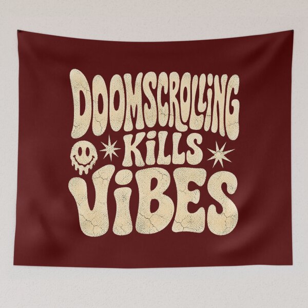 Item preview, Doomscrolling Kills Vibes Retro Typography Anti Screen Time Shirt designed and sold by PhylonBoxx.