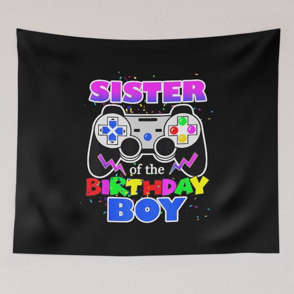 Item preview, Sister of the Birthday Boy Retro Gamer Party Neon Controller designed and sold by FGTV2021.
