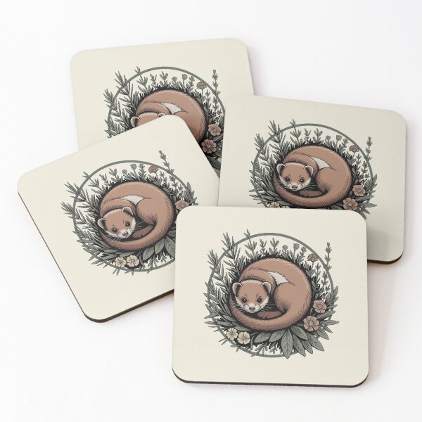 Item preview, Sleeping Weasel in Herbs Vintage Botanical Art designed and sold by AlexandraSand.