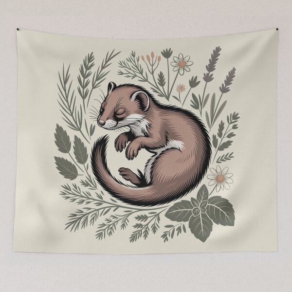 Item preview, Sleeping Weasel in Lavender Vintage Botanical Art designed and sold by AlexandraSand.