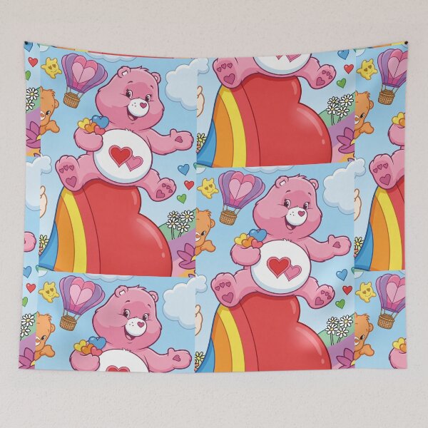 Item preview, Pink Bear on a Giant Rainbow Heart designed and sold by dyrestald.