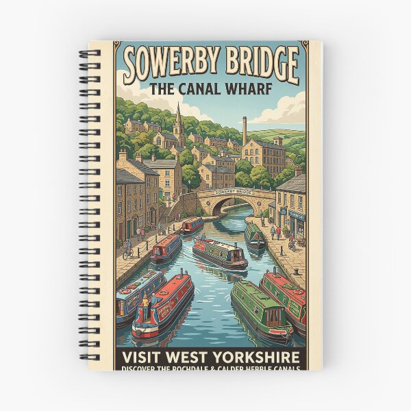 Item preview, Sowerby Bridge Canal Wharf Vintage Style Travel Poster designed and sold by ArtworkNorth.