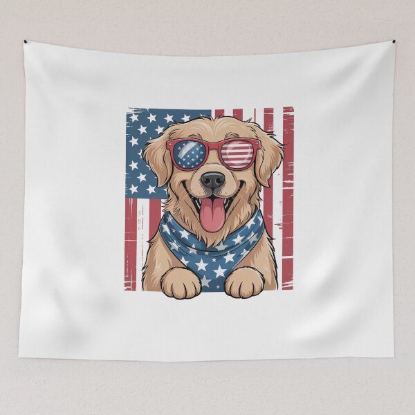 Item preview, American Flag Golden Retriever USA 4th of July designed and sold by TyraYoung.
