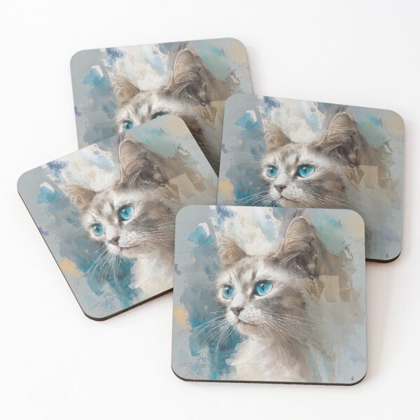 Item preview, Elegant Blue Eye Cat Impressionist Portrait designed and sold by Paolo-Bandal.