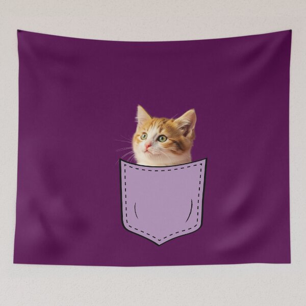Item preview, Cute Kitten in a Purple Pocket  designed and sold by digitalbob60.
