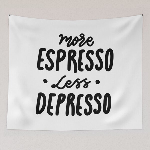 Item preview, More Espresso Less Depresso Funny Coffee Quote Design designed and sold by A Little Unhinged.